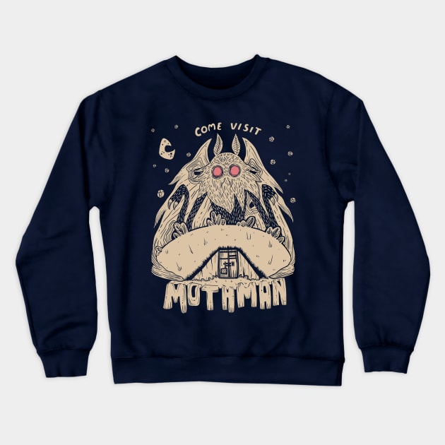 Come Visit Mothman Crewneck Sweatshirt by Ballyraven